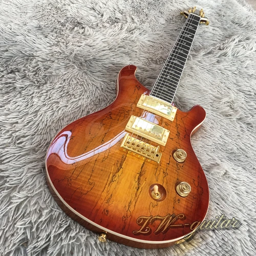Custom SE Electric Guitar Spalted Maple Veneer Mahogany Body, Gold Hardware