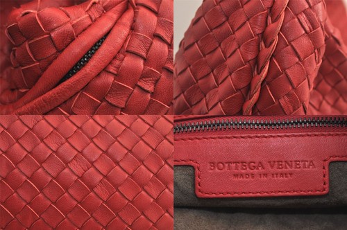 Authentic BOTTEGA VENETA Intrecciato Leather Shoulder Hand Bag Red 4158M - Picture 8 of 10