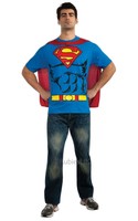 Mens Superhero Superman T-shirt Man Of Steel Fancy Dress Costume Outfit Mens Superhero Superman T-shirt Man Of Steel Fancy Dress Costume Outfit