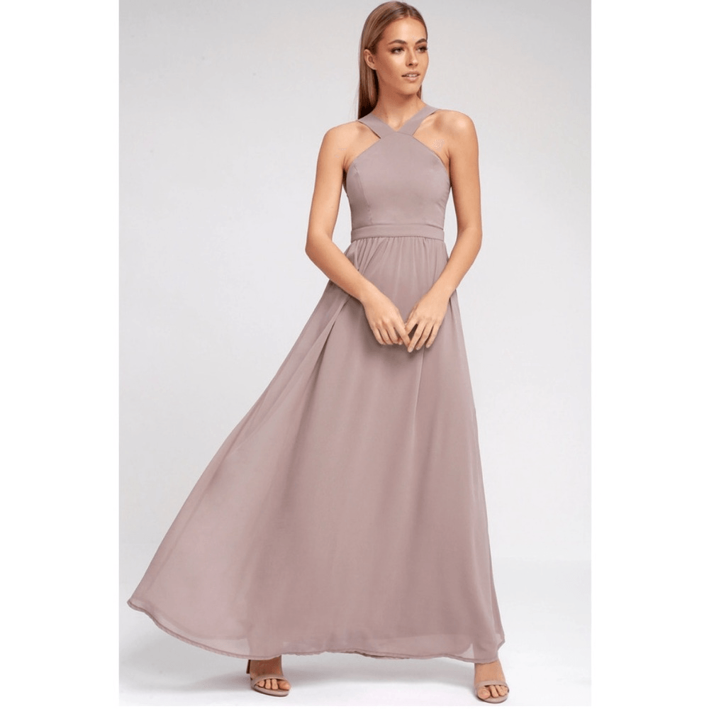 sachin and babi light blue dress Sheath Halter Floor-Length Silk Like Satin Bridesmaid Dress