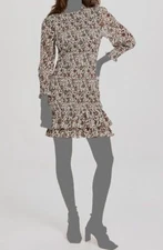 $548 Veronica Beard Women's White Ruffle Tier Mini Sheath Dress Size 12