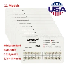 10 Packs Dental Orthodontic Brackets Mini/Standard MBT/Roth 022/018 Hooks 3-4-5