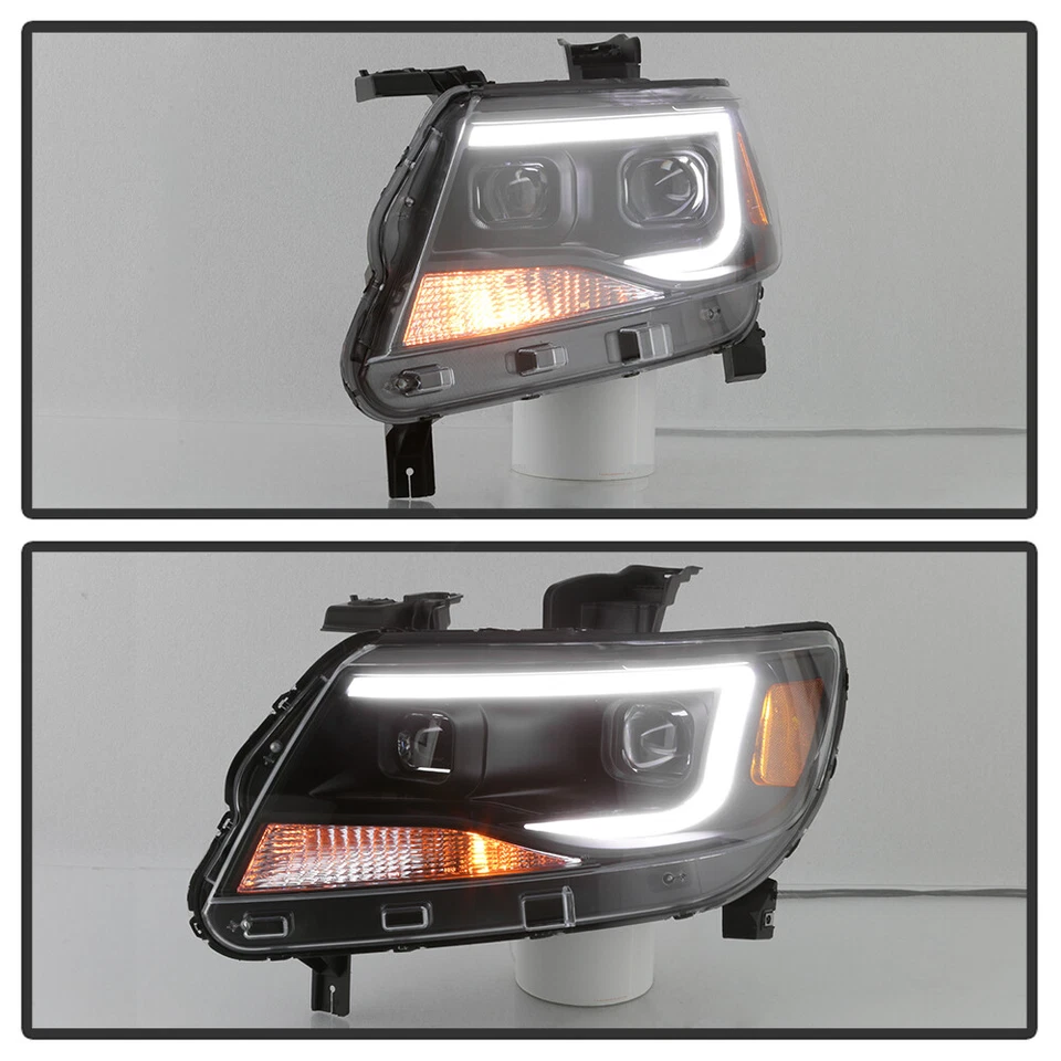 Black 2015-2022 Chevy Colorado LED Tube DRL Dual Projector Headlights Headlamps - Imagem 4 de 4