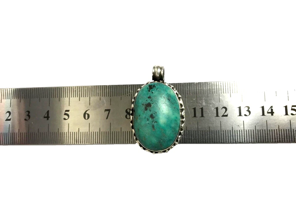 Turquoise Pendant 925 Sterling Silver Vintage Turquoise Silver Pendant - Image 4 of 4
