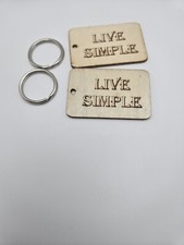 Lazer Engraved Wood Keychain Live Simple, FREE SHIPPING