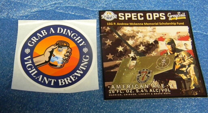 NEW VIGILANT BREWING COMPANY BRISTOL RHODE ISLAND CRAFT BEER STICKERS MILITARY