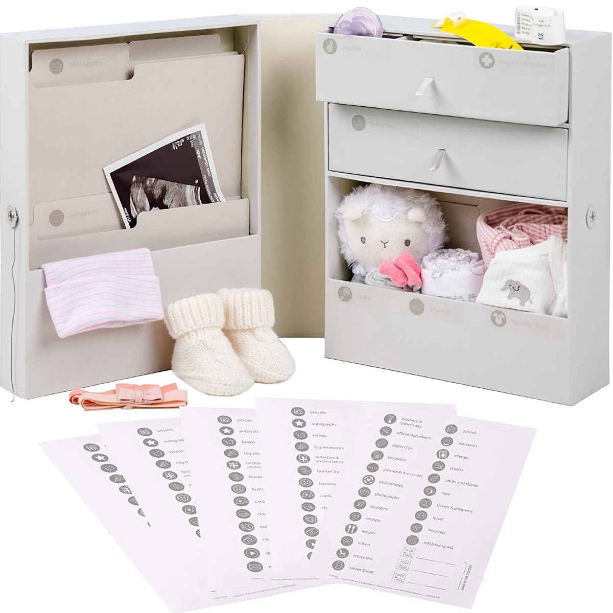 Hapinest Baby Keepsake Organizer Memory Box, Newborn Registry