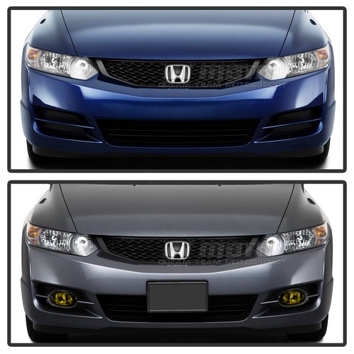 2009-2011 Civic 2dr Coupe Yellow Bumper Fog Lights w/Switch 09 10 11 Left+Right - Picture 2 of 7
