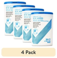 (4 Pack) Vibrant Life Eye Wipes - 30ct Tear Stain Remover for Cats & Dogs