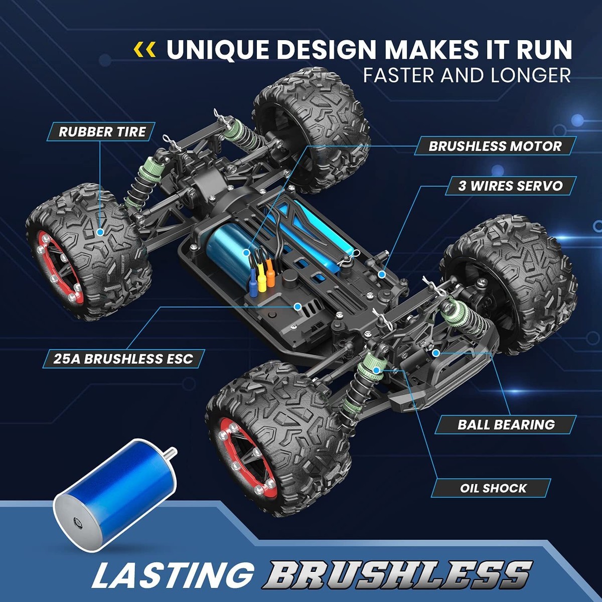 DEERC 4WD Brushless RC Cars 300E 60KM/H High Speed Car 1:18 Scale