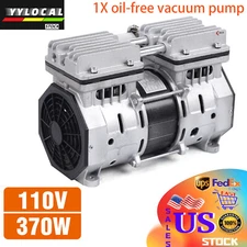 New 370W 8 Bar Oilless Piston Compressor Pump Double Cylinder High Pressure 