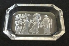Large Rectangular Clear Glass Open Salt Cellar w/Intaglio of Three Graces