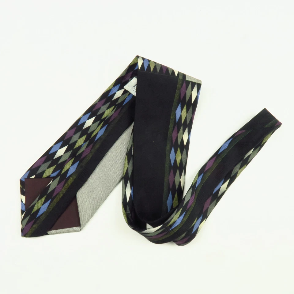 Louis Feraud 男式五颜六色的钻石 Argyle 色块图案 58"x3.75" 进口  — 第 4/4 张图片