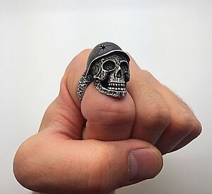 show original title Details about   Metal ring ring stainless steel skull head death pirate rock eagle bikers