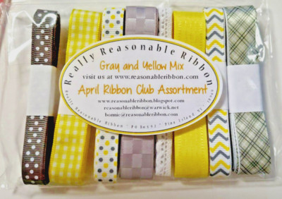 April Ribbons Gray &Yellow Mix Retired April Ribbon Club Really Reasonable Ribbon ...