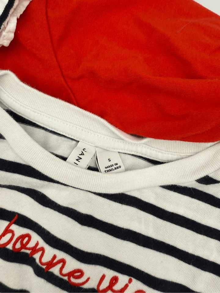 Janie and Jack Bundle of 2 Red and Blue Cotton Nautical Tops Size 5 - Image 4 of 4