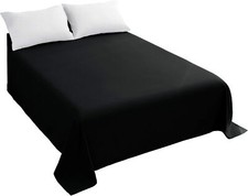 Flat Sheet Top Sheet Premium Hotel 1-Piece Luxury and Soft 1500 Queen Black