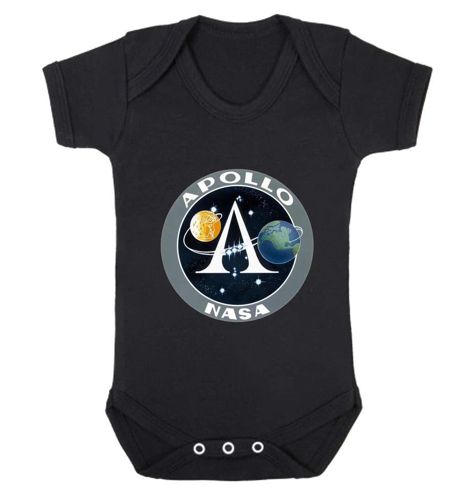 REALITY GLITCH Kids NASA Project Apollo Space Program Logo Babygrow space science cool