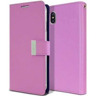 GOOSPERY Rich Diary Leather Wallet Case for iPhone XR 6.1  PURPLE