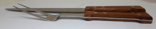 Vintage DANSK CARVING SET Wooden Handles Mid Century Modern Original Box MCM - Picture 3 of 11