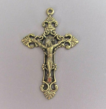 FILIGREE Large Crucifix Cross Rosary ITALY Rosaries Parts C106 finish BRONZE