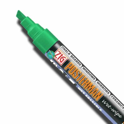 Green (040) Wet-Wipe Broad Chisel Tip Liquid Chalk Marker Zig Posterman PMA-550