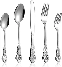 40-Piece Vintage Royal Silverware Set for 8, Stainless Steel Flatware,Dishwasher