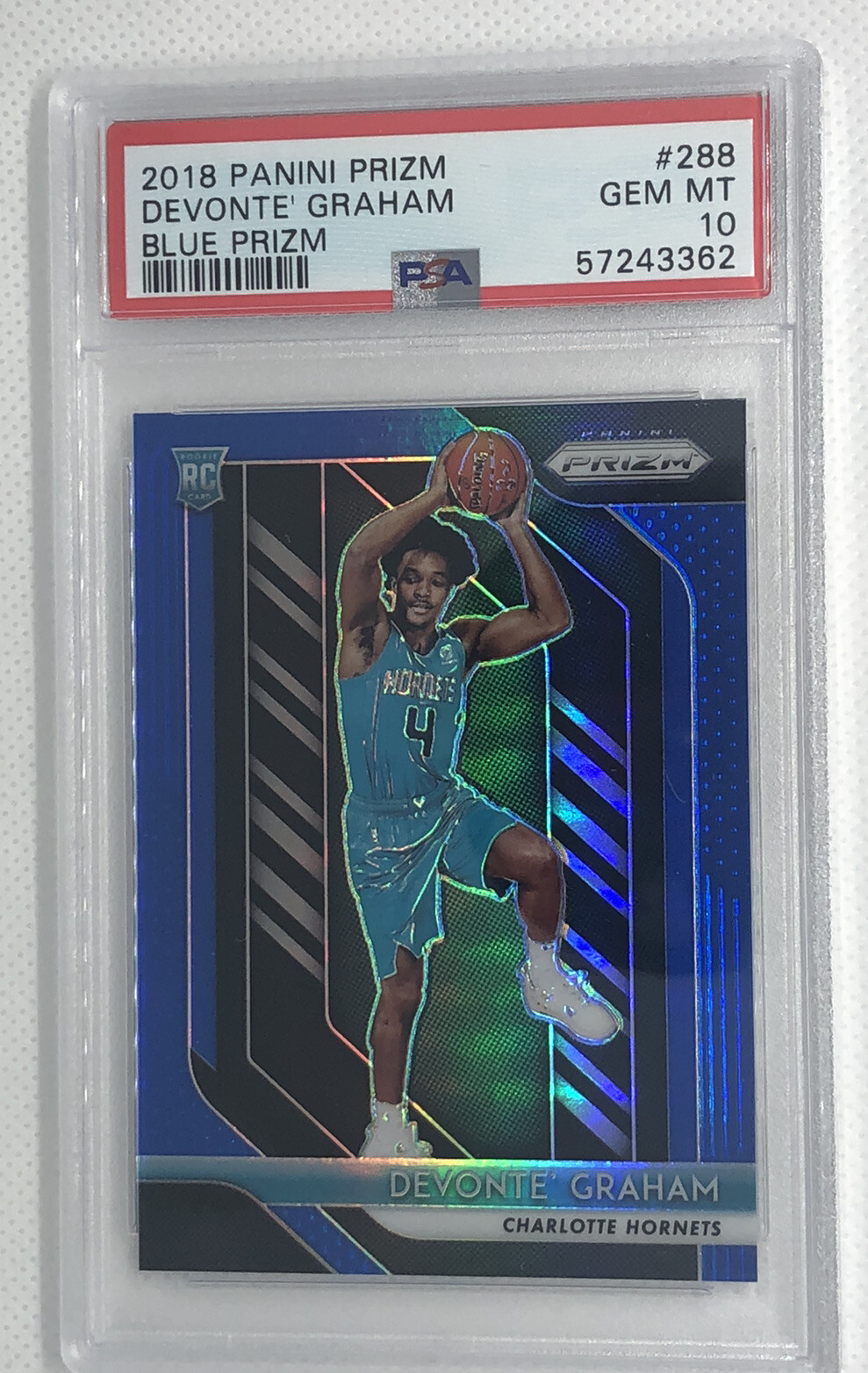 2018-19 Prizm Devonte' Graham #288 Blue 64/199 Rookie PSA 10 Hornets