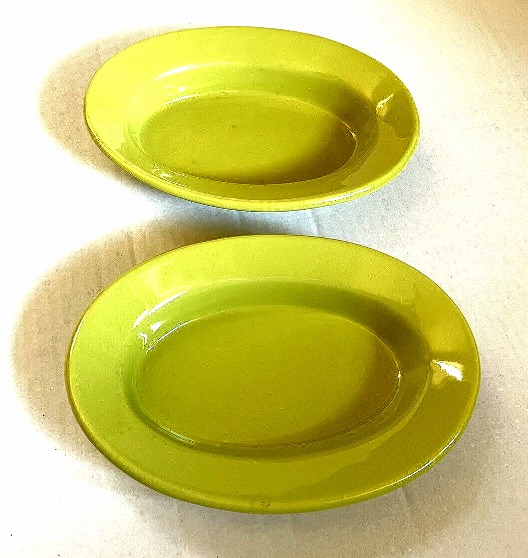 IKEA Green Stoneware Oval Baking Dish Casserole 9x6 Microwave Safe #0717