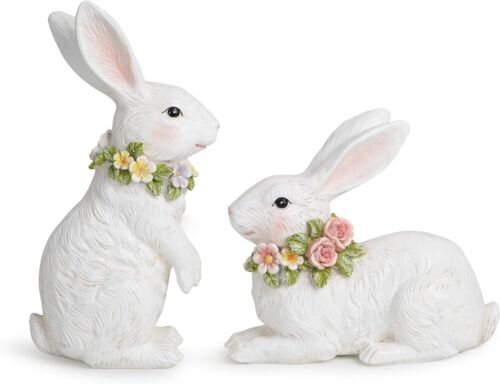 Hodao Spring Garden Patio Bunny Figurine Set (2pcs) The Perfect Accent for a