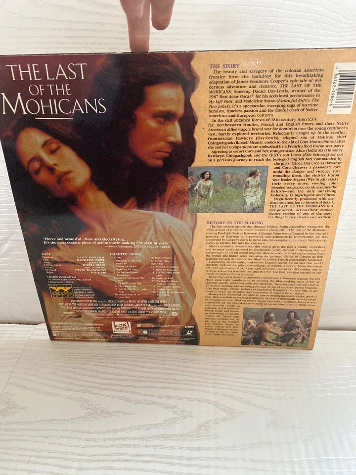 Daniel Day-Lewis The Last Of The Mohicans Laserdisc LD Foto 2 de 3