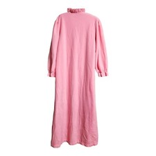 Vtg Vandemere Pink Fuzzy Robe S / M See Measurements Embroidered Ruffled Neck