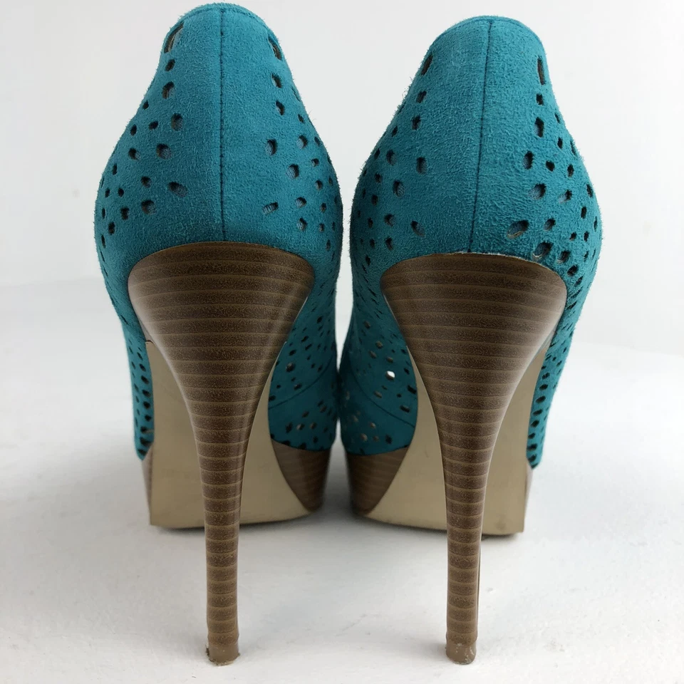 Zapatos de salón Enzo Angiolini de tacón alto talla 6 M de gamuza verde azulado PRÍSTINOS Foto 3 de 4