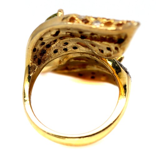 925 Plata Verde Peridoto, Tsavorite Granate, Zafiro, Circonita Vintage Anillo 7 - Imagen 3 de 4
