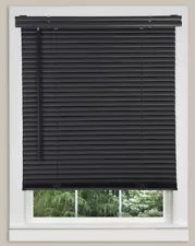 Cordless Window Minds Mini Blinds 1" Slats Black Vinyl Blind