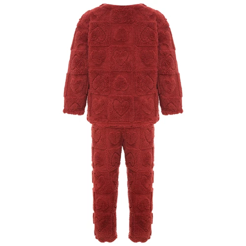 Kids Boys Girls Pajamas Set Solid Color Tops With Pants Round Neck Flannel Suit - Foto 51 di 72