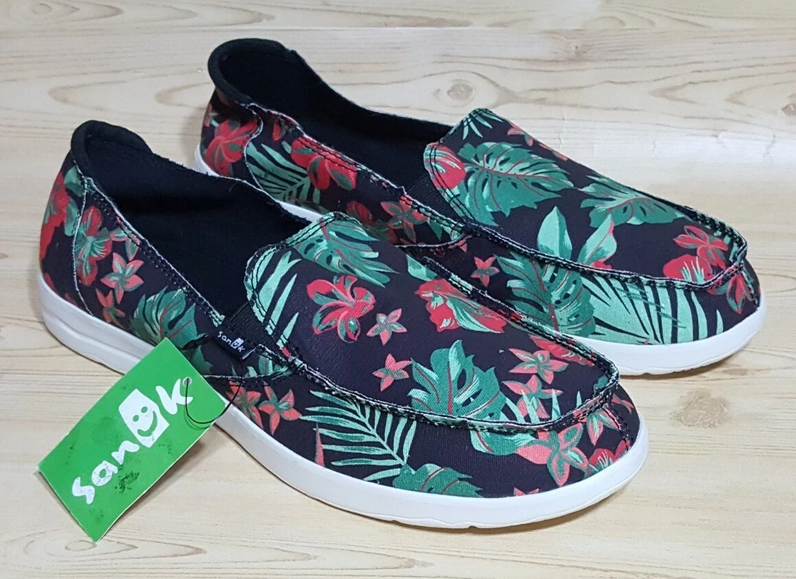 Sanuk Womens Floral Slip On Beach Casual Shoes Size 11