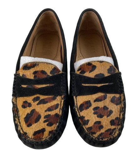 Ralph Lauren Womens 6.5B Black Suede Leather Leopard Penny Loafer Flat Moc Shoe - Picture 4 of 11