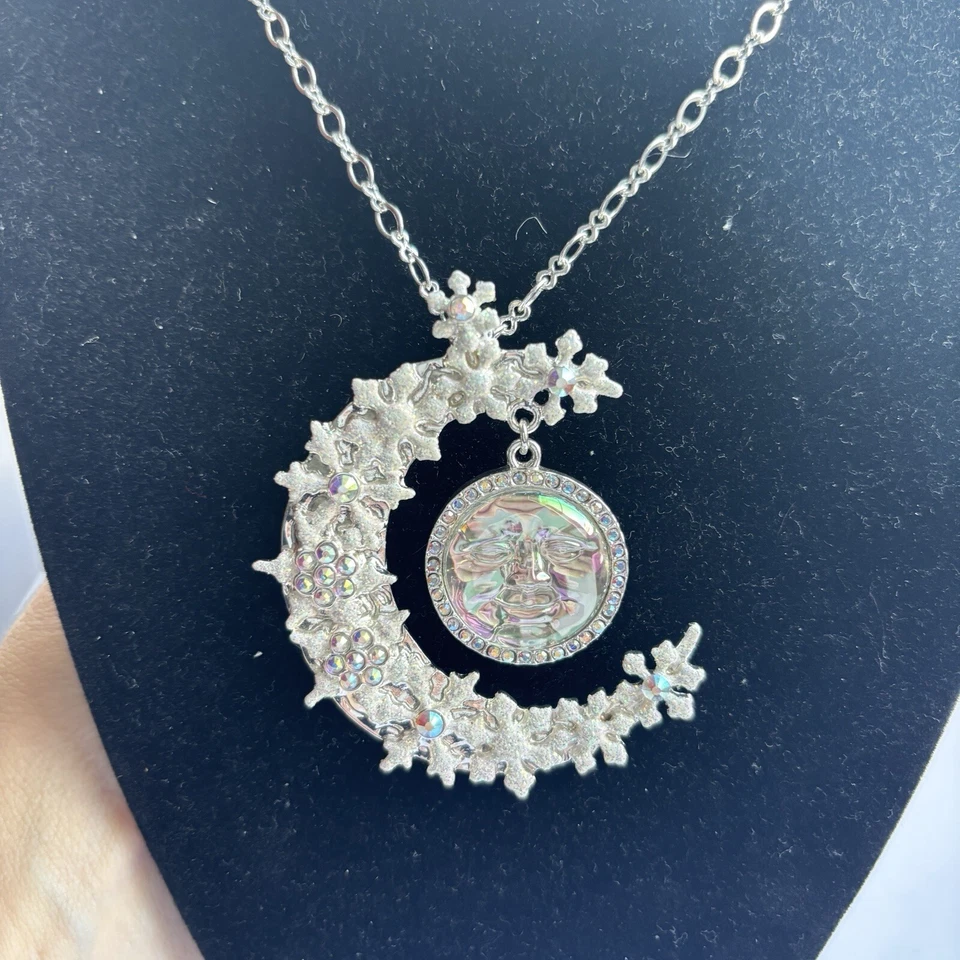 KIRKS FOLLY Seaview Luna de Hielo Copo de Nieve Colgante y Collar Chapado en Plata de Ley Foto 3 de 4