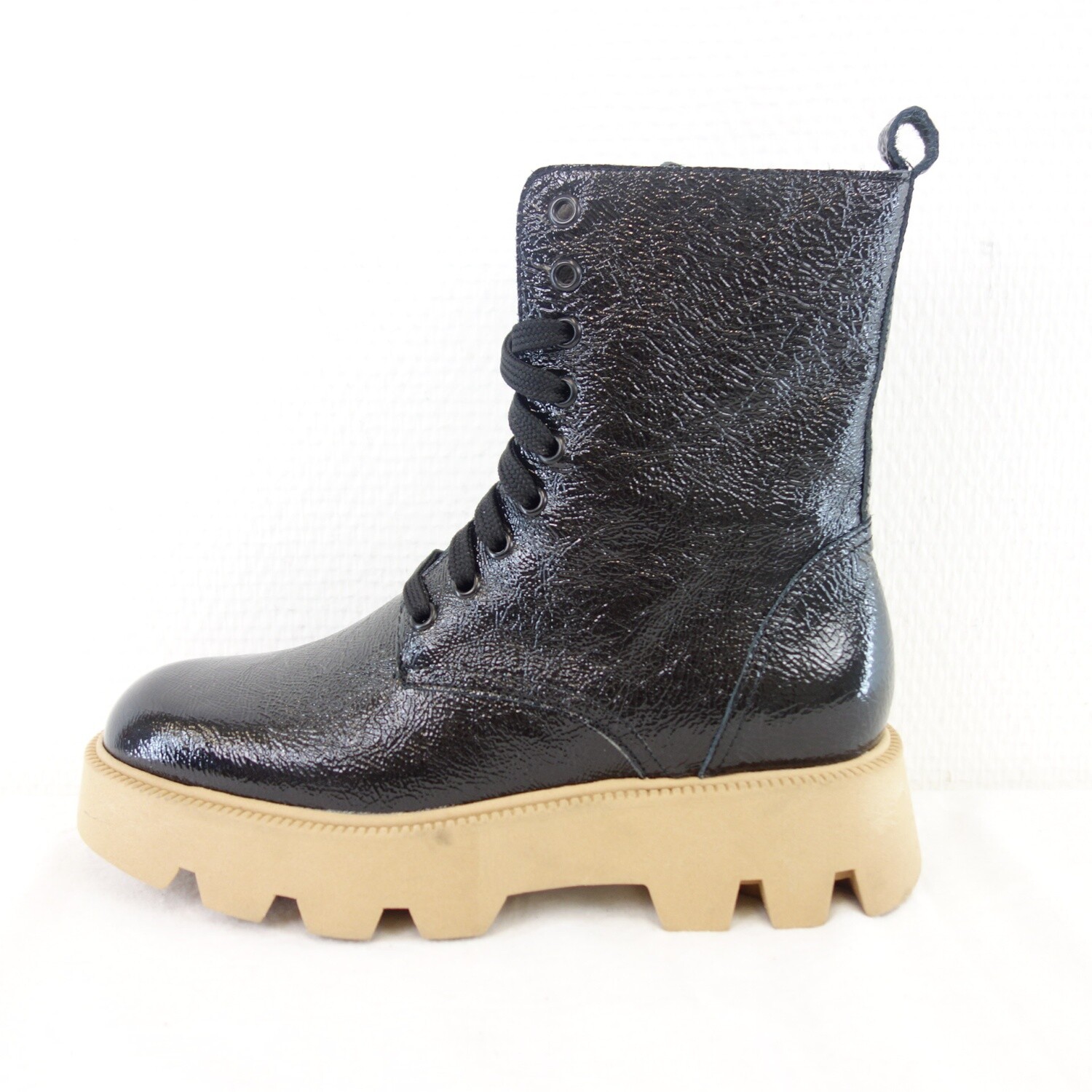 Армейские ботинки Damen Stiefeletten Schwarz BUKELA Schuhe Stiefel Leder Gr 37 Neu