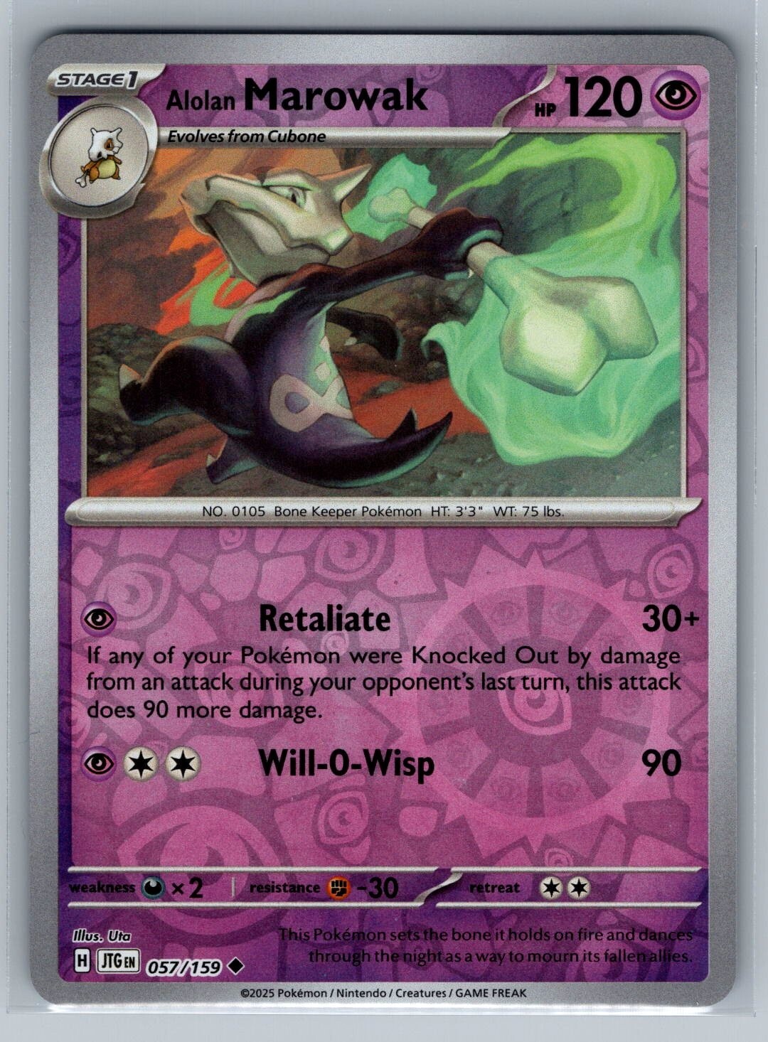 Pokemon Alolan Marowak 057/159 Reverse Holo Journey Together NM
