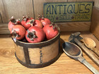Farmhouse Antique GH Welles Dry Wood Grain Measure Metal Bands Sides &Bottom 19C — photo 2