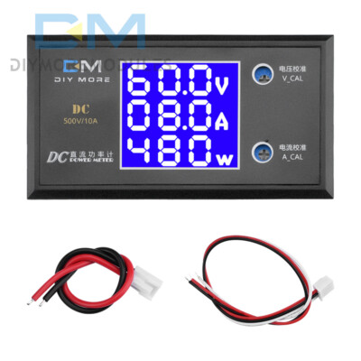 LCD DC 0-500V 10A Digital Voltage Volt Current Meter Panel Power Energy ...