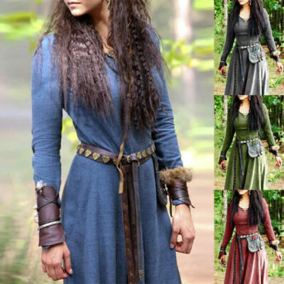 Mittelalterliche Renaissance Frauen Lange Kleid Karneval Party Cosplay KostümeQF