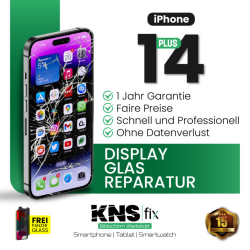 Pour iPhone 14 Plus vitre avant écran/réparation écran ✅ remplacement verre - Photo 1/6