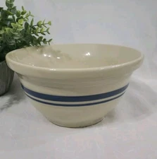 ROSEVILLE Friendship Pottery 8" 2 Qt Nesting Mixing Bowl Blue Stripe Farmhouse