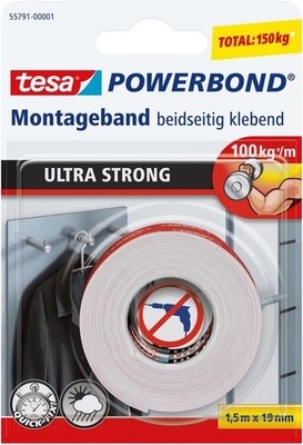 Tesa Powerbond ULTRA STRONG - Doppelseitiges, Extra Starkes Montageband Zur Perm