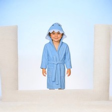 Blue Shark Kids Bathrobe With Custom Name