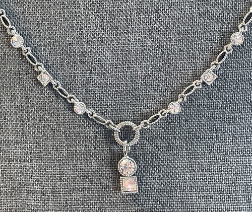Napier Rhinestone Pendant Silver Tone Necklace - Picture 2 of 14