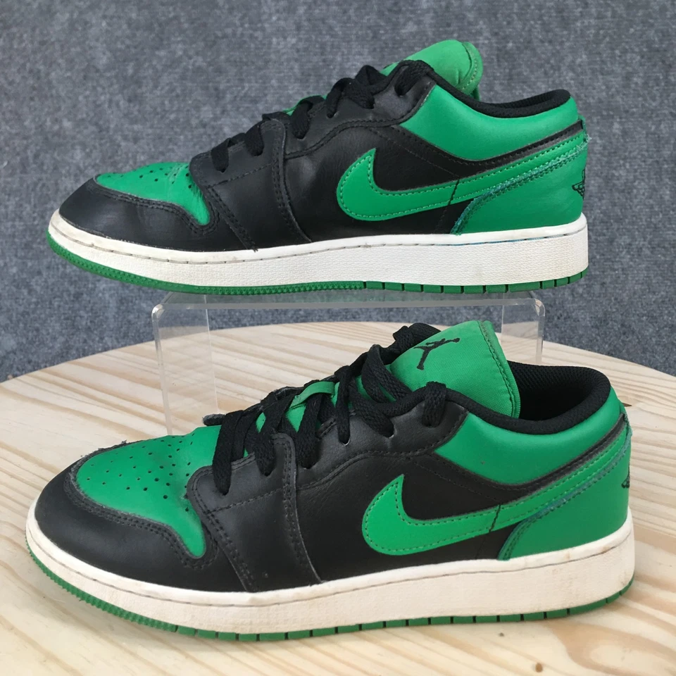 Nike Shoes Youth 6.5 Boys Air Jordan 1 Low Top Sneakers 553560-065 Green Black - Image 2 of 4